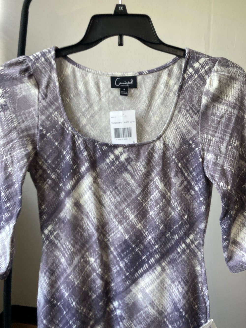 Connected dress dusty lavender plaid print dress casual office size 4 - Picture 5 of 17